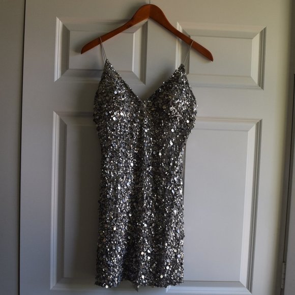 Sparkly Silver Cocktail Dress - Picture 2 of 7